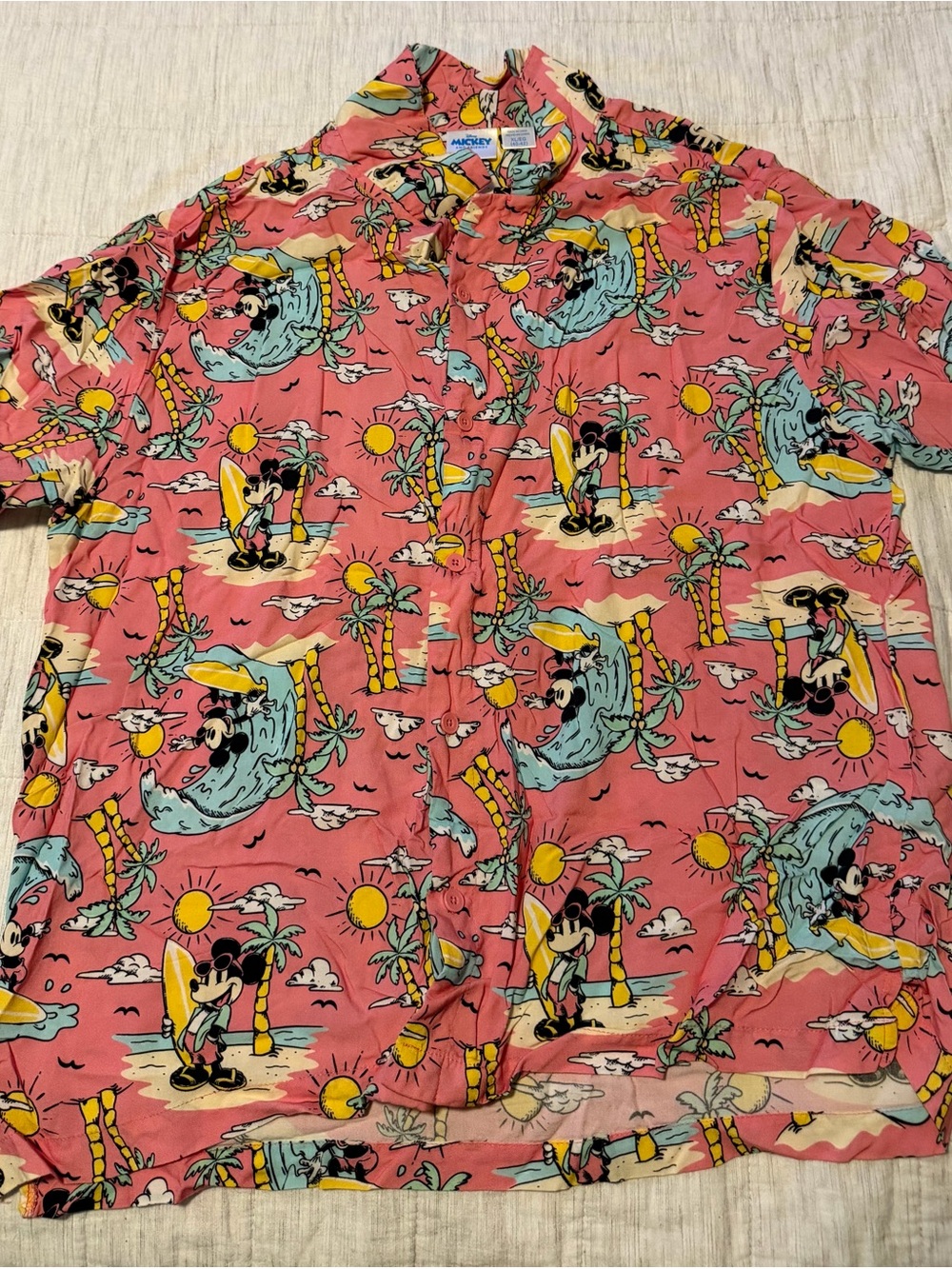 Disney Pink Mickey Mouse Tropical Button-Down Shirt
